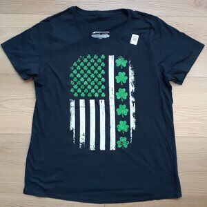 Shamrock American Flag - New Women's 1X Black T-Shirt